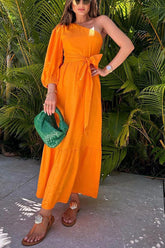 Light of My Life – Midikleid mit One-Shoulder-Träger und Taschen